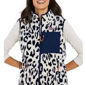 Vineyard Vines Leopard Cheetah SuperShep Sherpa Fleece Vest XXS NWT 🐆